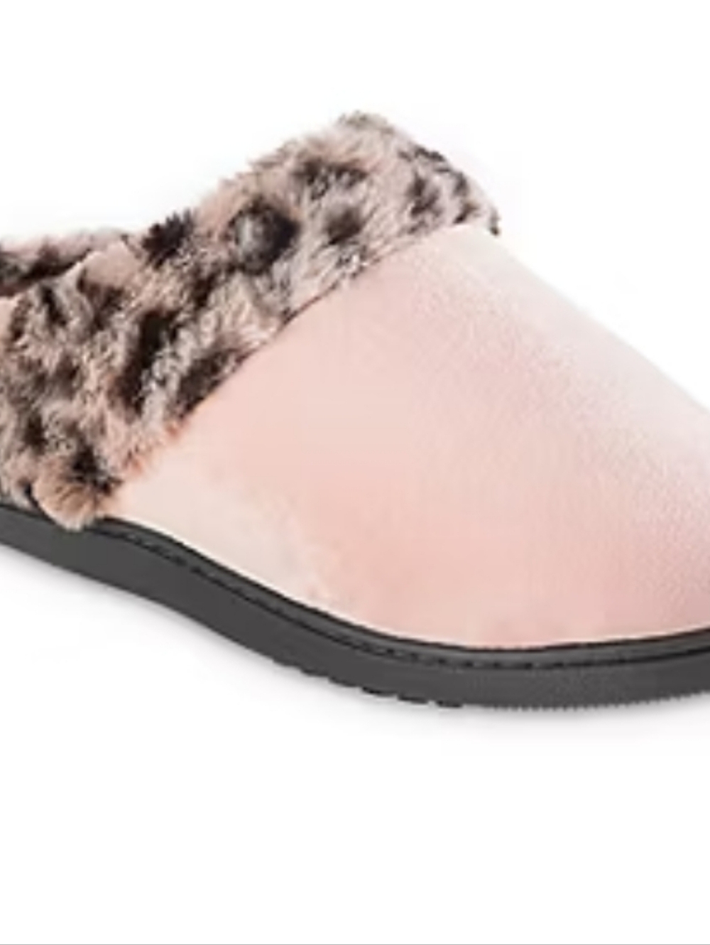 Isotoner Plush Pink Leopard-Trim Women's Slide Slippers Size 9.5 - 10
